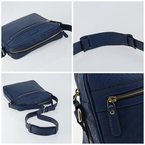 GUCCI Diamante Shoulder Bag Leather Blue Gold 201443 Auth bs29905 - Picture 16 of 16